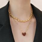 Heart Pendant Alloy Necklace / Chunky Alloy Necklace