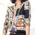 Patterned Blouse / Straight-cut Pants / Set