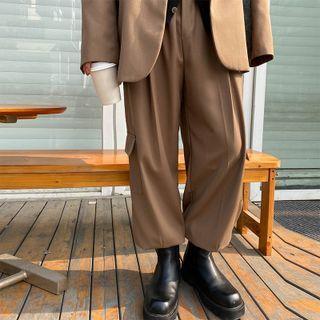 Gathered Cuff Plain Cargo Pants