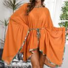 Contrast Trim Mini Dress Tangerine - One Size