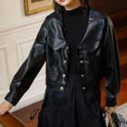 Patent Button-up Cropped Jacket
