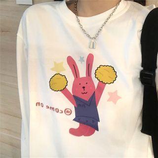Long-sleeve Rabbit Print Sweater