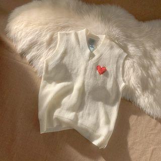 Heart Embroidered Sweater Vest