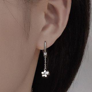 Flower Rhinestone Alloy Dangle Earring 1 Pc - Silver - One Size