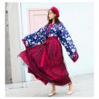 Traditional Chinese Long-sleeve Printed Top / Maxi Skirt / Set
