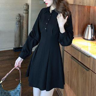 Polo Collar Long-sleeve Shirtdress