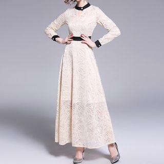 Lace Long-sleeve Maxi A-line Dress