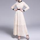 Lace Long-sleeve Maxi A-line Dress