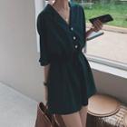 Elbow-sleeve Wide-leg Romper