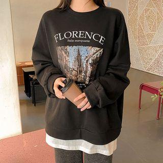 Layered-hem Graphic Sweatshirt