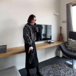 Layered Frilled-trim Dotted Wool Blend Sweater