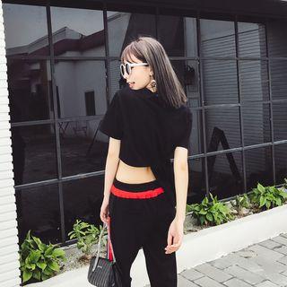 Asymmetric Short-sleeve Cropped T-shirt