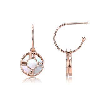 925 Sterling Silver Plated Rose Gold Creative Simply Roman Numerals Mother-of-pearl Earrings Rose Gold - One Size