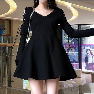 V-neck Off-shoulder Mini Dress