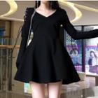 V-neck Off-shoulder Mini Dress