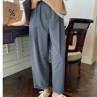 High-waist Plain Rolled Cropped Dress Pants