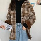 Fleece Plaid Long-sleeve Shacket
