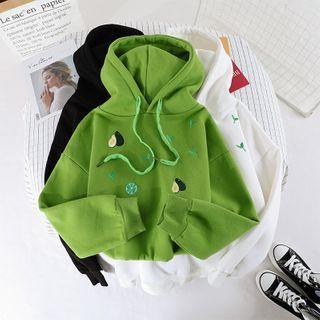 Avocado Embroidered Drawstring Hoodie