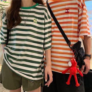 Striped Elbow-sleeve T-shirt / Shorts