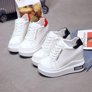 Letter Platform Hidden Wedge Sneakers