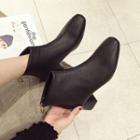 Block Heel Square-toe Ankle Boots