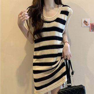 Tank Top Round-neck Striped Knit Dress
