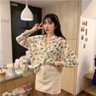 Long-sleeve Chiffon Print Shirt As Shown In Figure - One Size