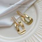 Rectangle Alloy Rhinestone Dangle Earring E4208 - 1 Pair - Gold - One Size