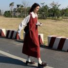 Collared Long-sleeve Skirt + Pinafore Dress