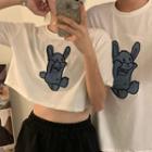 Couple Matching Short-sleeve Rabbit Print T-shirt / Cropped T-shirt