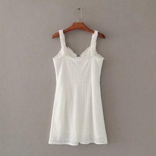 Spaghetti Strap Crochet Mini Dress