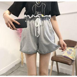 Frill Trim Wide-leg Sweatshorts