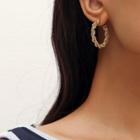 Chained Alloy Hoop Earring 1 Pair - Gold - One Size