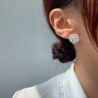 Glaze Earring 1 Pair - S925 Silver Needle - Stud Earrings - White - One Size