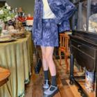 Side Zip Tie Dye Corduroy Mini Skirt