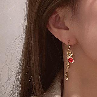 Ox Faux Crystal Alloy Dangle Earring 1 Pair - E2967 - Gold & Red - One Size