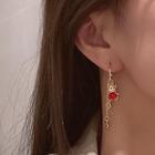 Ox Faux Crystal Alloy Dangle Earring 1 Pair - E2967 - Gold & Red - One Size
