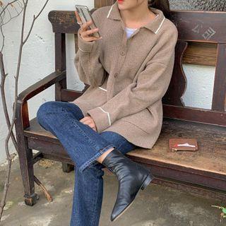 Color-block Loose-fit Cardigan - 3 Colors
