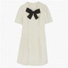 Short-sleeve Double-breasted Bow Sheath Dress
