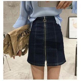 Zip Denim Skirt