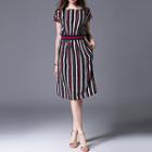 Cap Sleeve Striped Midi Dress