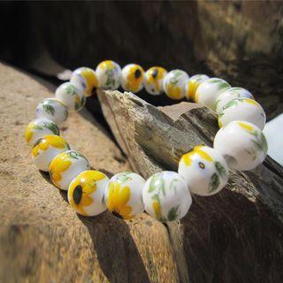 Ceramic Bead Bracelet Yellow & Green - One Size