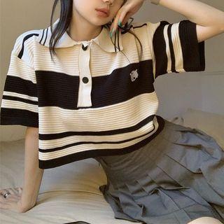 Striped Knit Polo Shirt (various Designs)