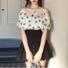 Short-sleeve Butterfly Top Black Butterfly - White - One Size