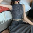 Lace Sleeveless Cropped Top / Wide-leg Pants