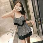 Houndstooth Cut Out Swim Dress