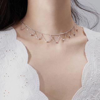 Sterling Silver Layered Choker Silver - One Size