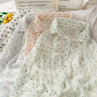 Dip-back Dotted Long Light Top