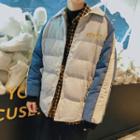 Color Block Button Padded Jacket