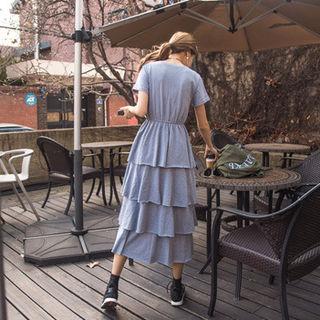 Round-neck Tiered Long Dress
